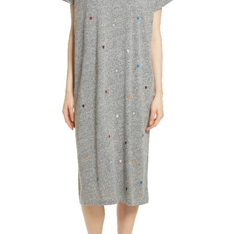 The Great The Boxy Embroidered T-Shirt Dress Heart Detail Short Sleeve Size 0